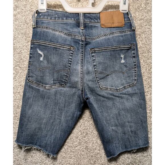 AMERICAN EAGLE Jean Shorts Men 26 Blue Distressed Cut Off Bermuda Jorts Airflex - Picture 5 of 7